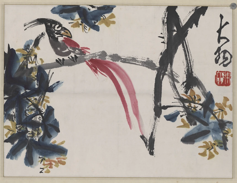 陈大羽-长尾鸟图轴 