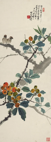 陈树人 枇杷轴 纸本37.2x102 _1