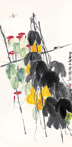 齐白石－葫芦牵牛花33x66cm 