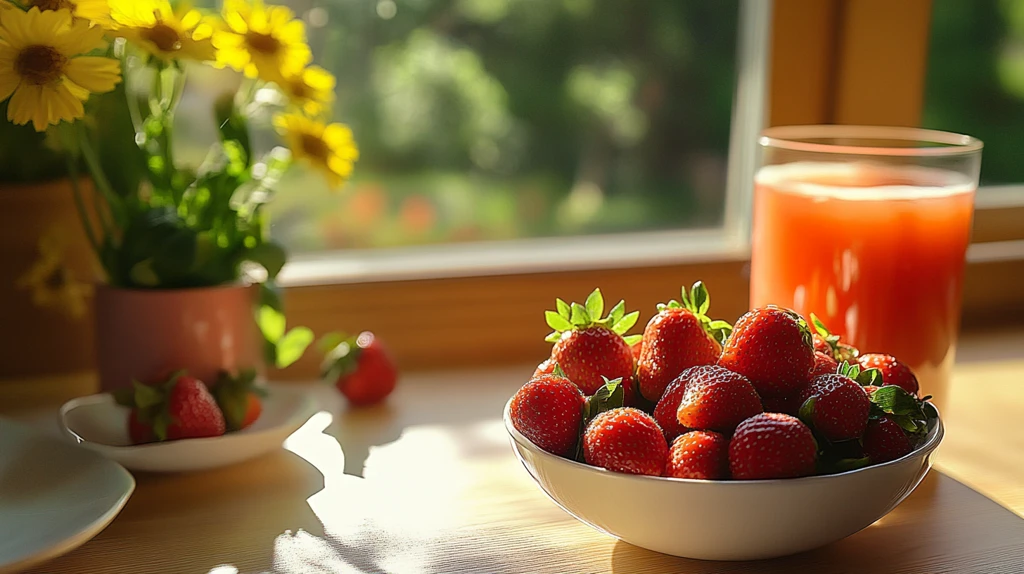 美味早餐草莓水果