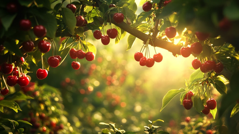 树上成熟的诱人樱桃