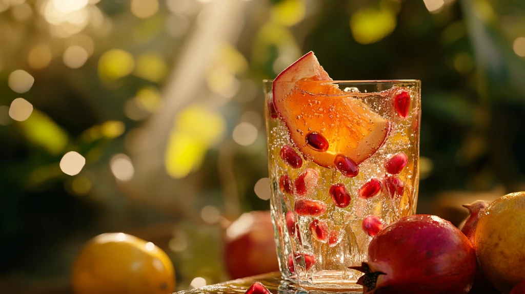 高脚杯苹果暖色背景