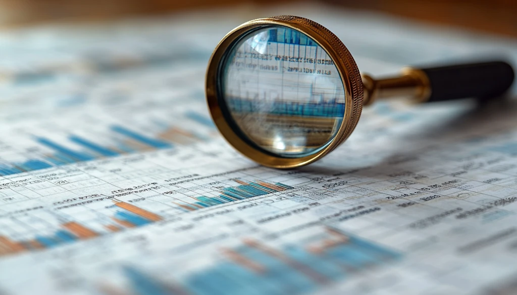 放大镜与收入图表