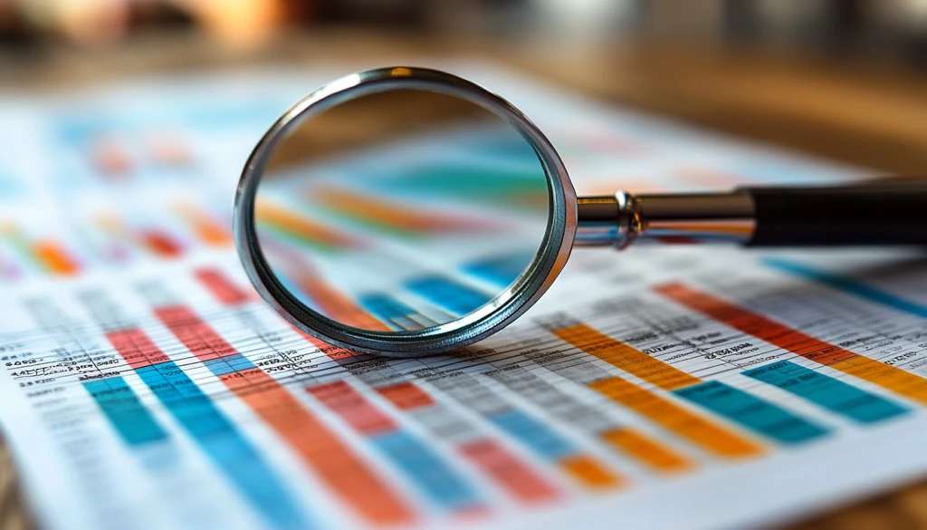 放大镜与收入图表