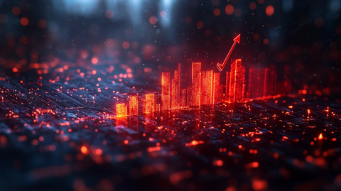 红色箭头穿过柱状图