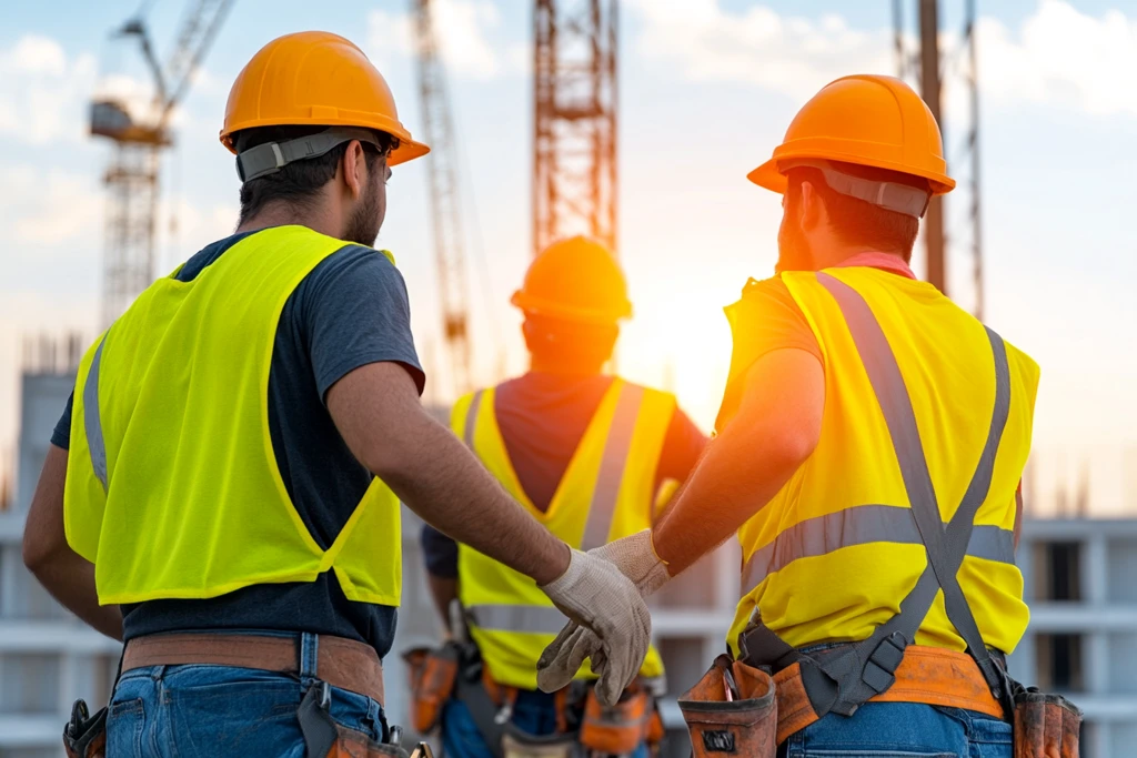 工人清晨准备开工