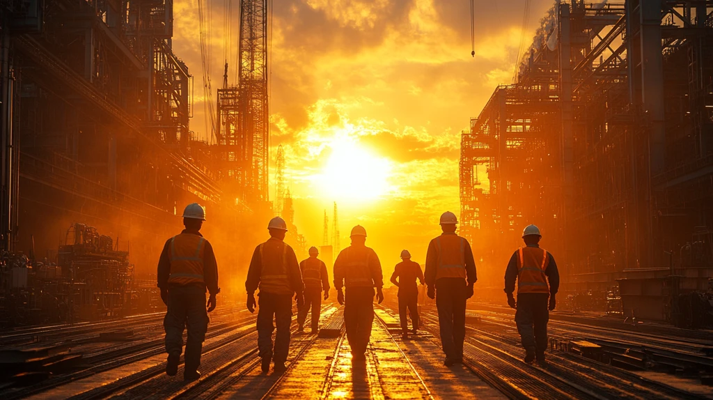 钢铁工人的背影