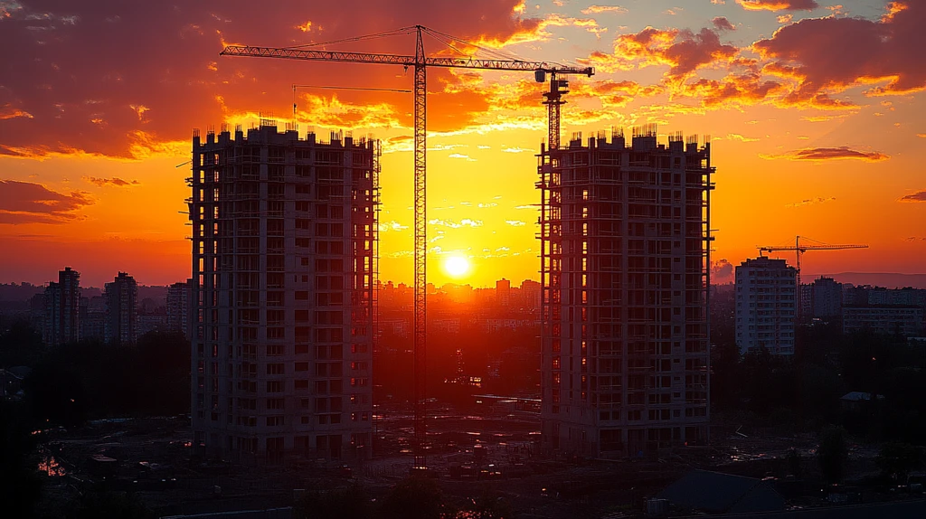 在建公寓楼日落景象