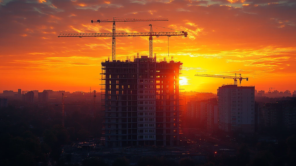 在建公寓楼日落景象
