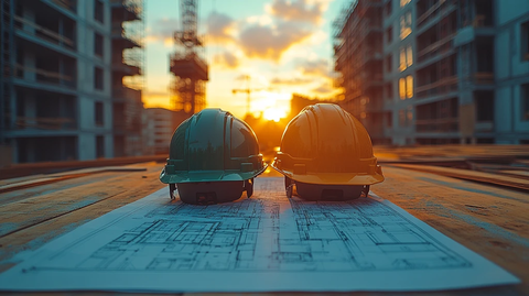 安全帽与建筑蓝图