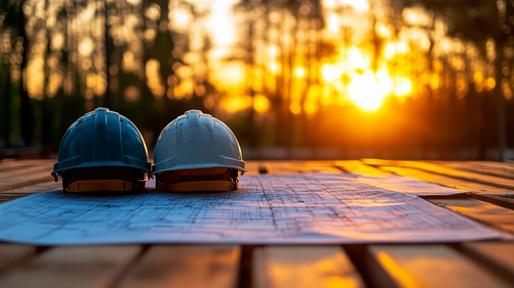 安全帽与建筑蓝图