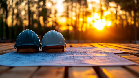 安全帽与建筑蓝图