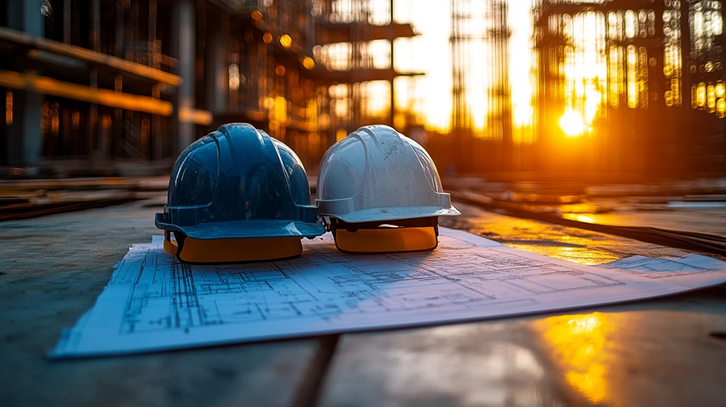 安全帽与建筑蓝图