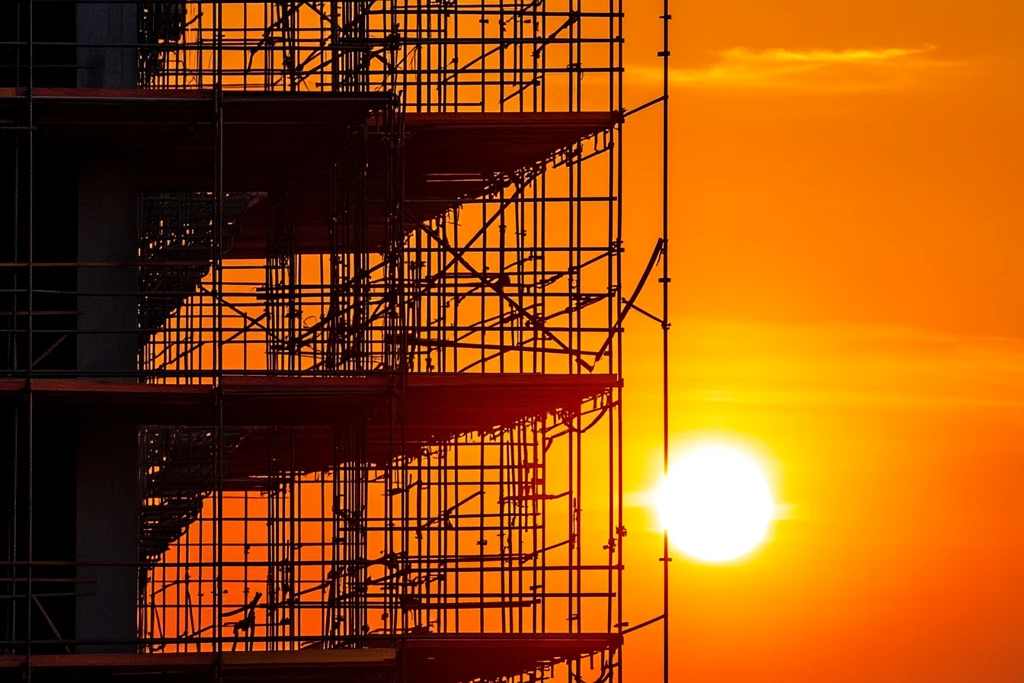 脚手架与楼梯剪影