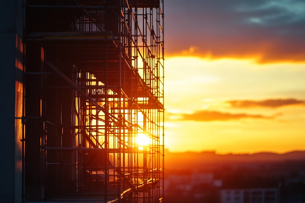 脚手架与楼梯剪影