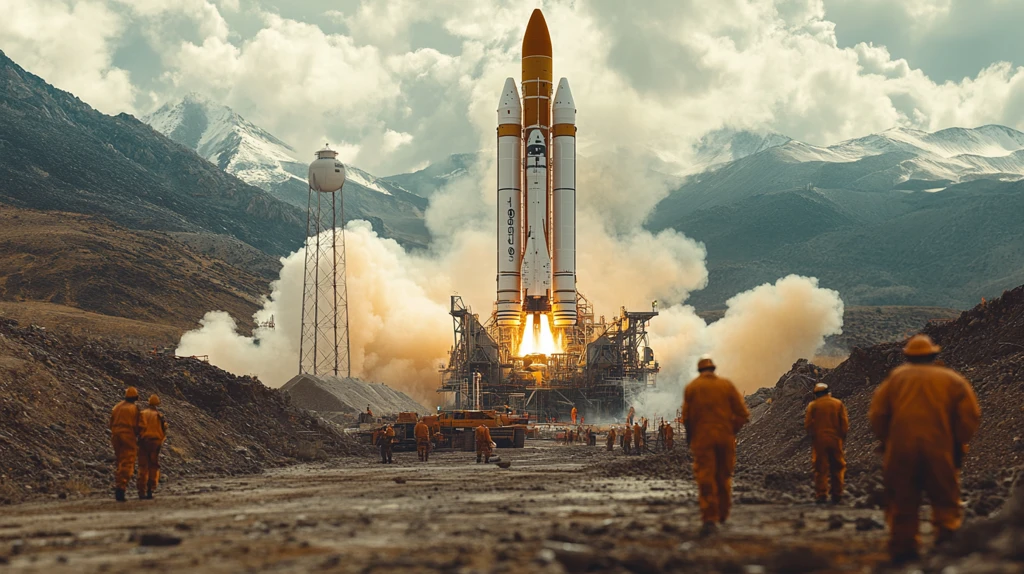 工人铺设火箭平台