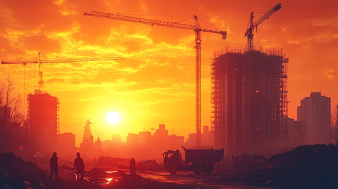 建筑工地傍晚场景