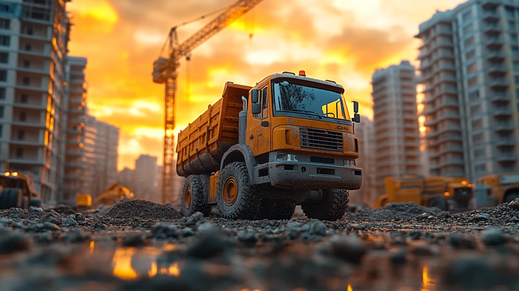 建筑工地傍晚场景