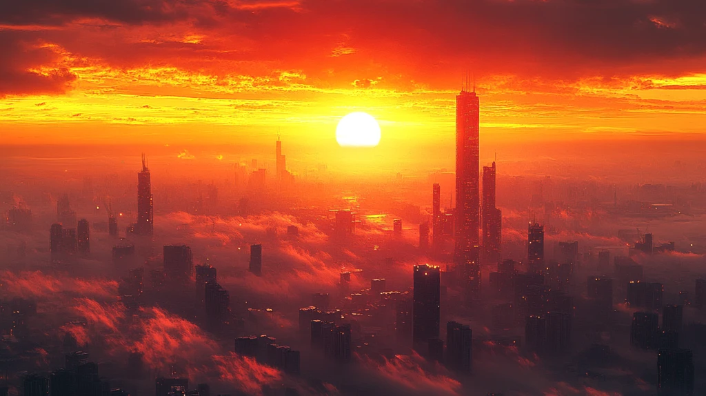 建筑工地夕阳景