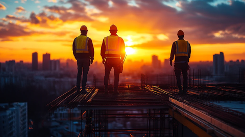 建筑工地夕阳景