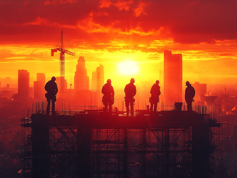 工人建筑夕阳红