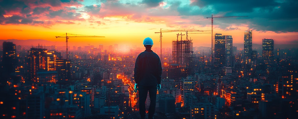 工人与建筑景象