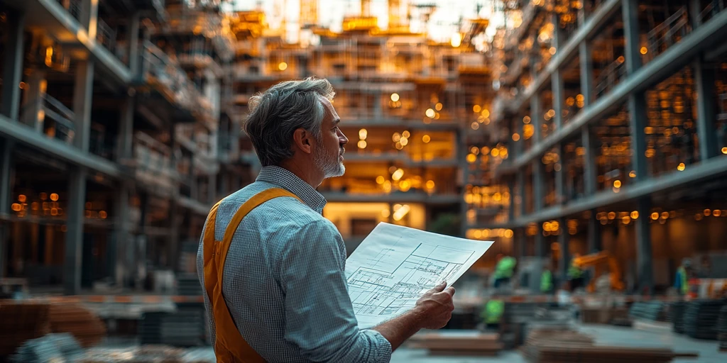 工程师检查建筑图纸