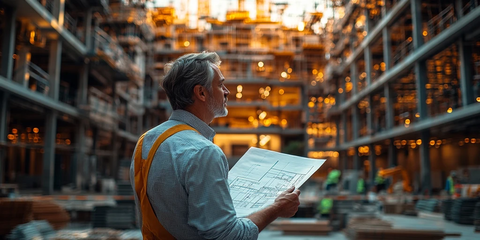 工程师检查建筑图纸