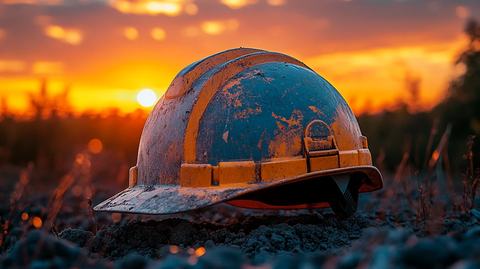 工程头盔夕阳下