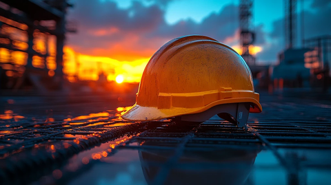 工程头盔夕阳下