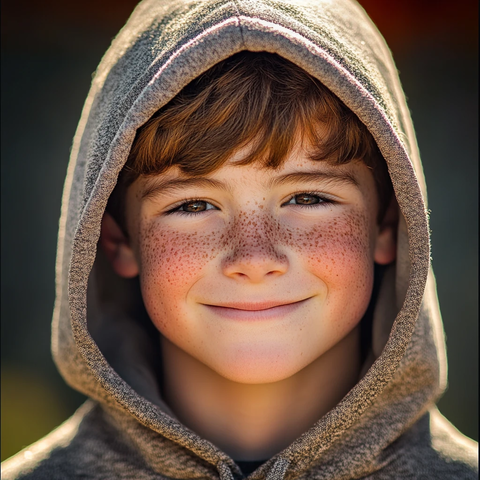 阳光下的小男孩