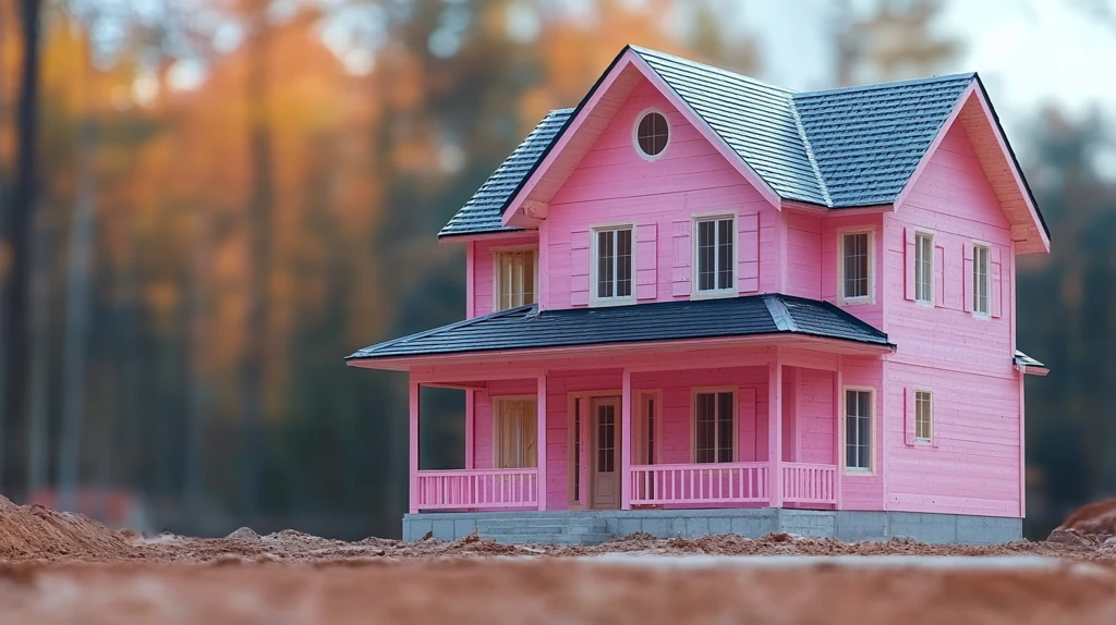 粉色背景建筑拍摄