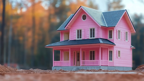 粉色背景建筑拍摄