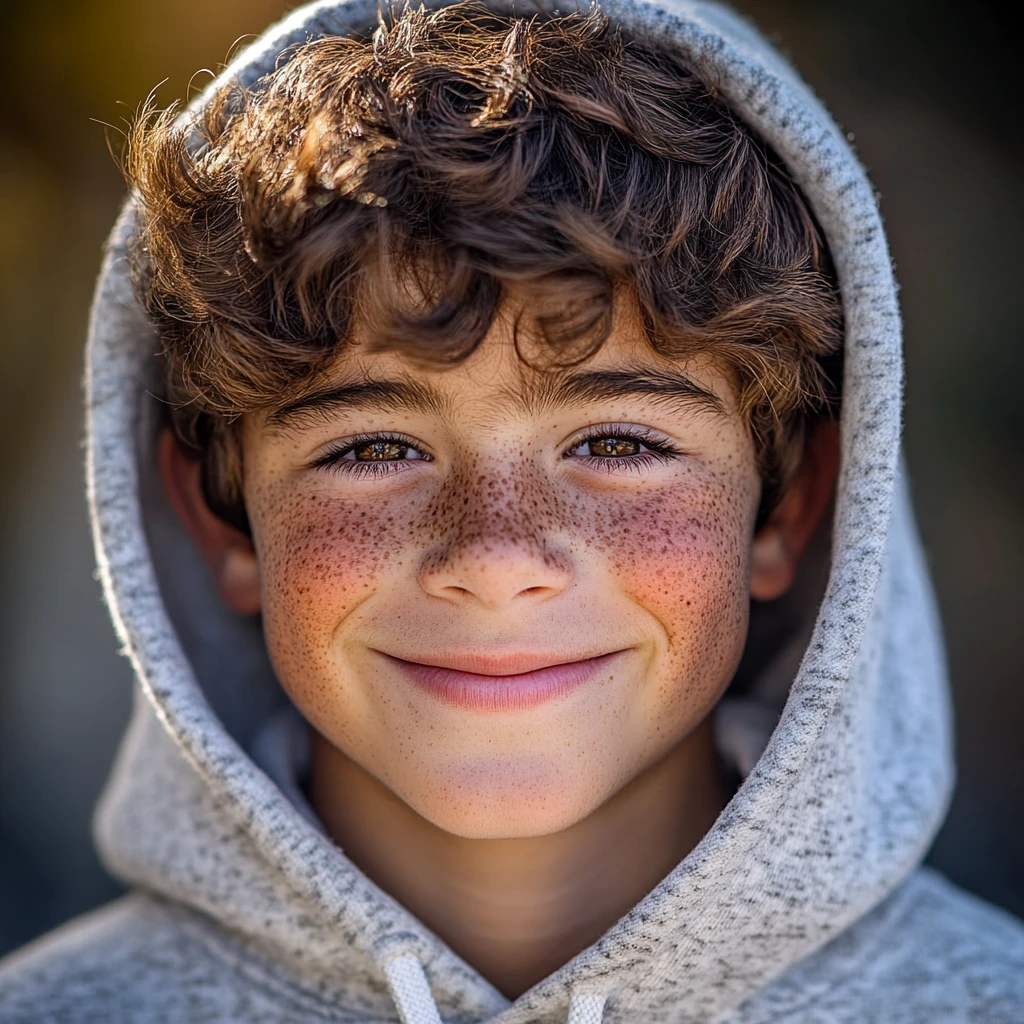 阳光下的小男孩