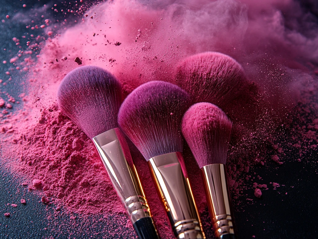 粉末中的化妆刷