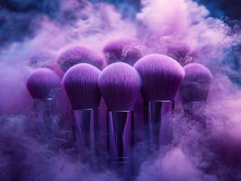 紫色化妆刷排列