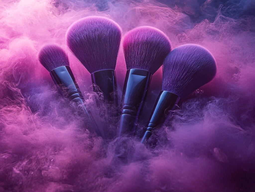 紫色化妆刷排列