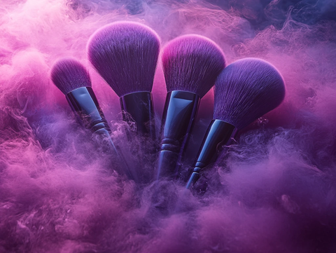 紫色化妆刷排列