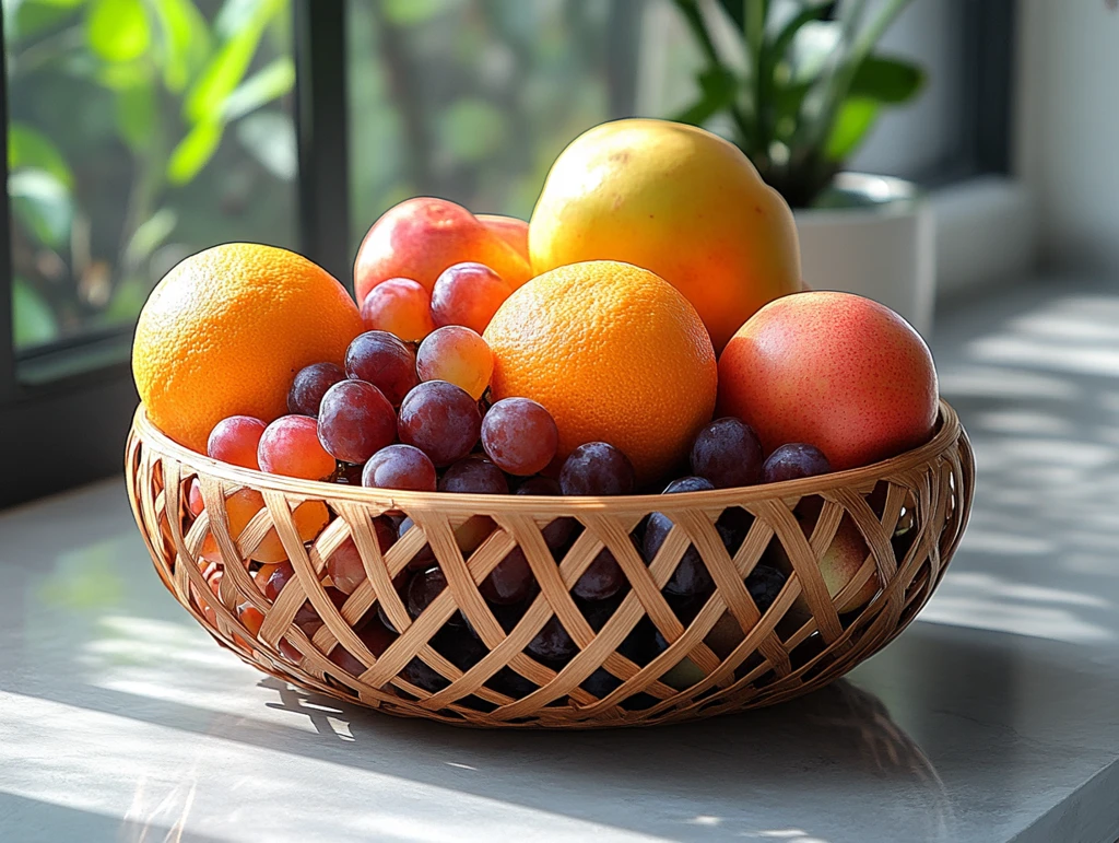 竹篮水果摆放