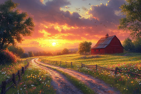 农场日出红