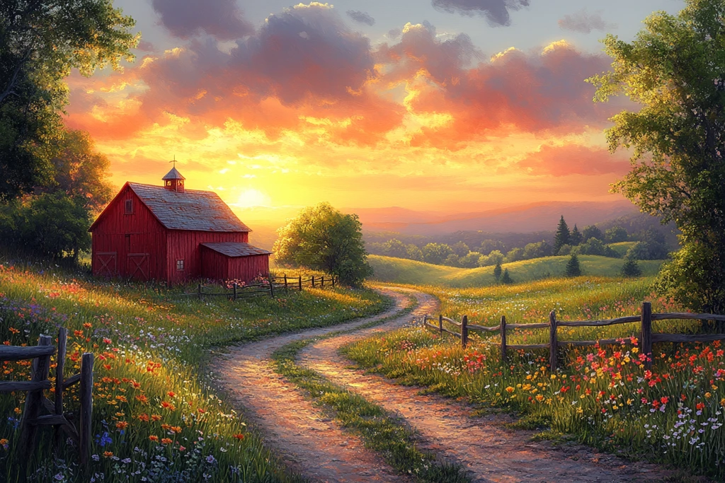 农场日出红