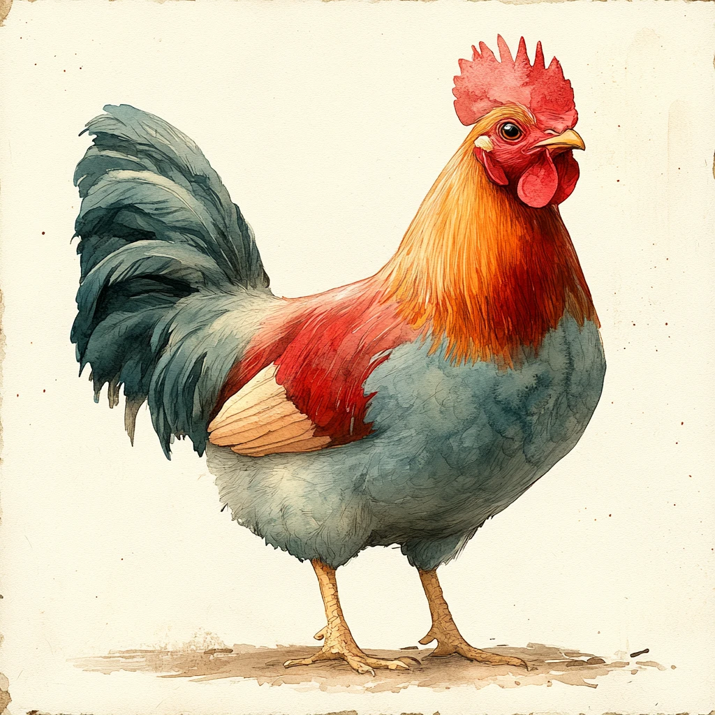 鸡简单色块水彩