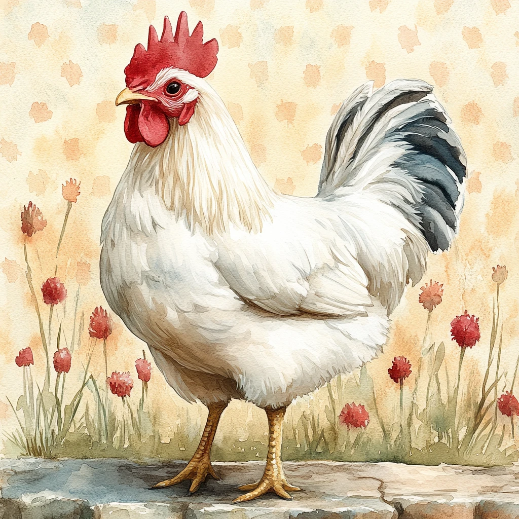 鸡简单色块水彩