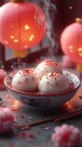 灯笼汤圆卡通图