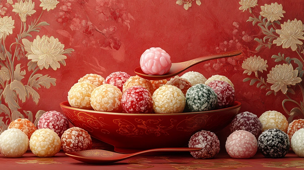 红色碗中汤圆