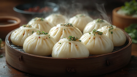 蒸包特写阳光照