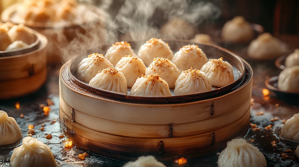 蒸包特写阳光照