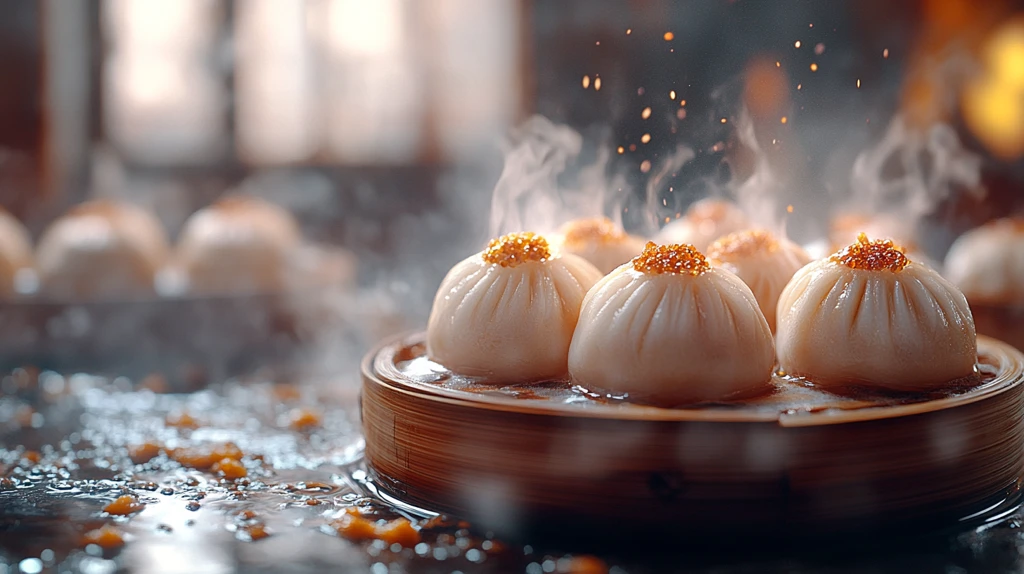 蒸包特写阳光照