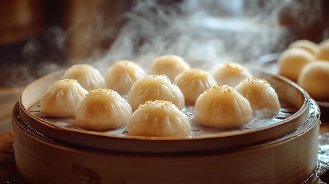 蒸包特写阳光照