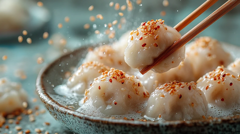 芝麻飞舞的抓饺瞬间